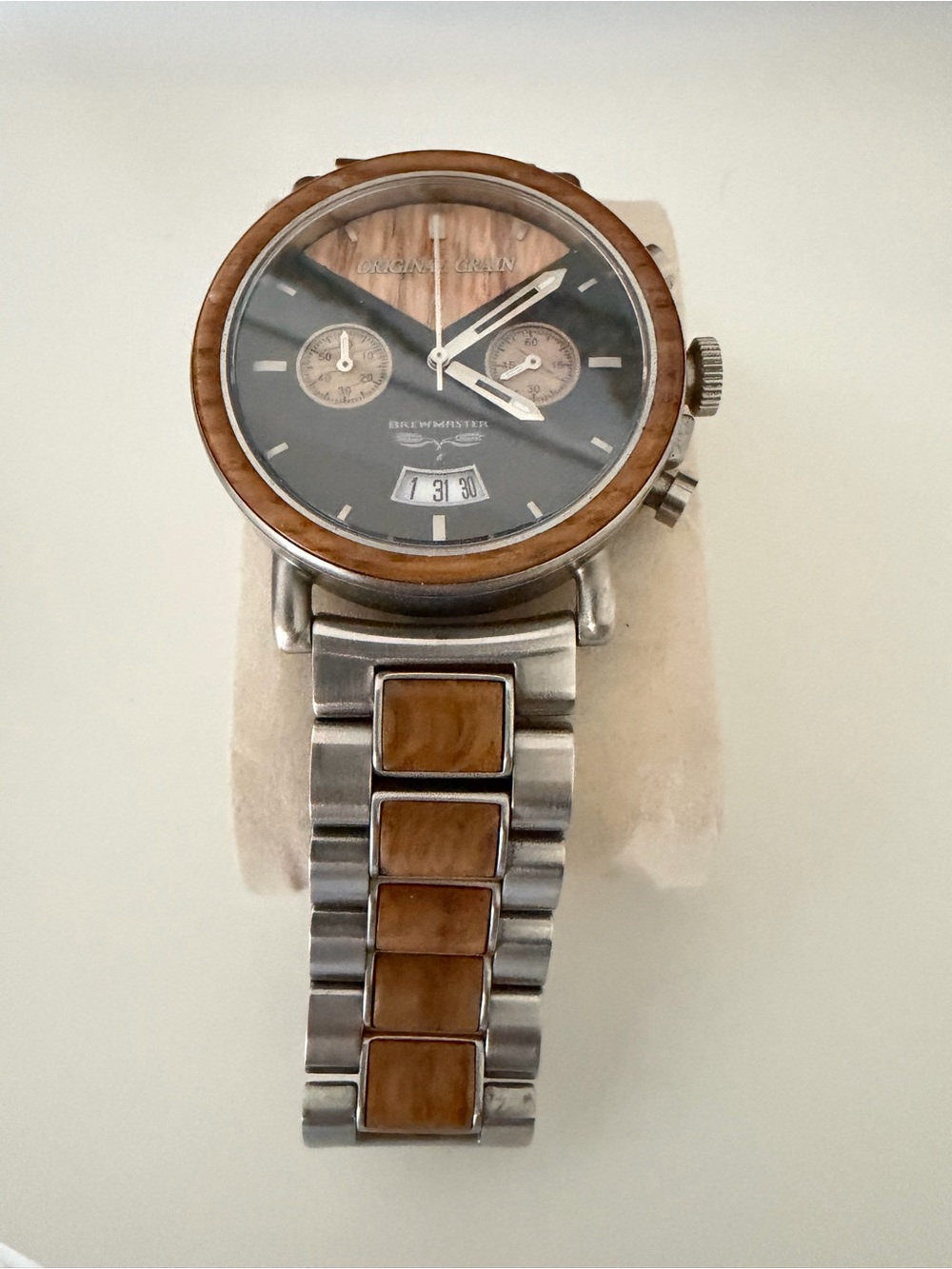 Original Grain Brewmaster Chronograph Watch - Brown Wood & Silver